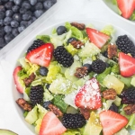 Red, White, & Blue Berry Salad with Candied Nuts & Lemon Poppyseed Dressing