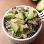 Single-Serving Burrito Bowl- healthy, creamy, and ready in less than 5 minutes! Easy enough to make in a college dorm.