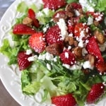 Strawberry salad with pecans, feta, and poppyseed dressing