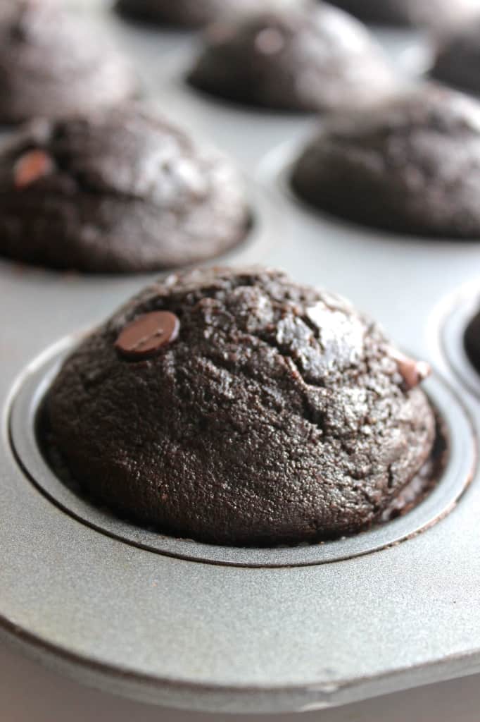 muffin pan of Chocolate Zucchini Muffins