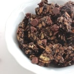 Skinny Double Chocolate Granola- a decadent and healthy treat with less than 200 calories per serving!