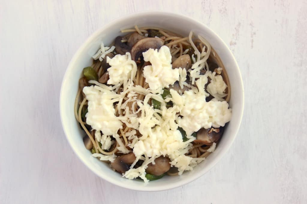 Super cheesy, easy single-serving pasta bowl that you can whip up in 10 minutes or less!