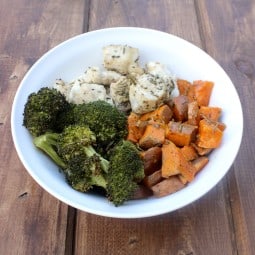 sweet potato broccoli chicken bowl