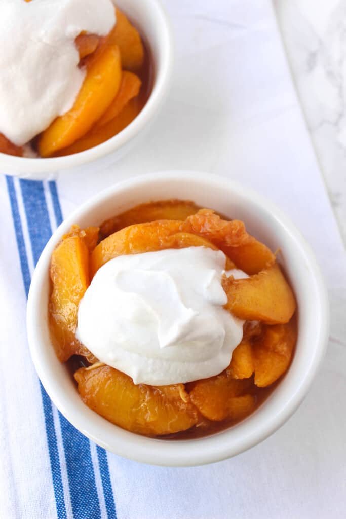 Easy cinnamon skillet peaches made in 5 minutes with one skillet!