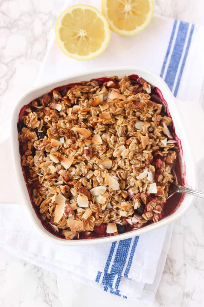 Healthy Mixed Berry Crisp with simple ingredients & you'd never know it's healthy!