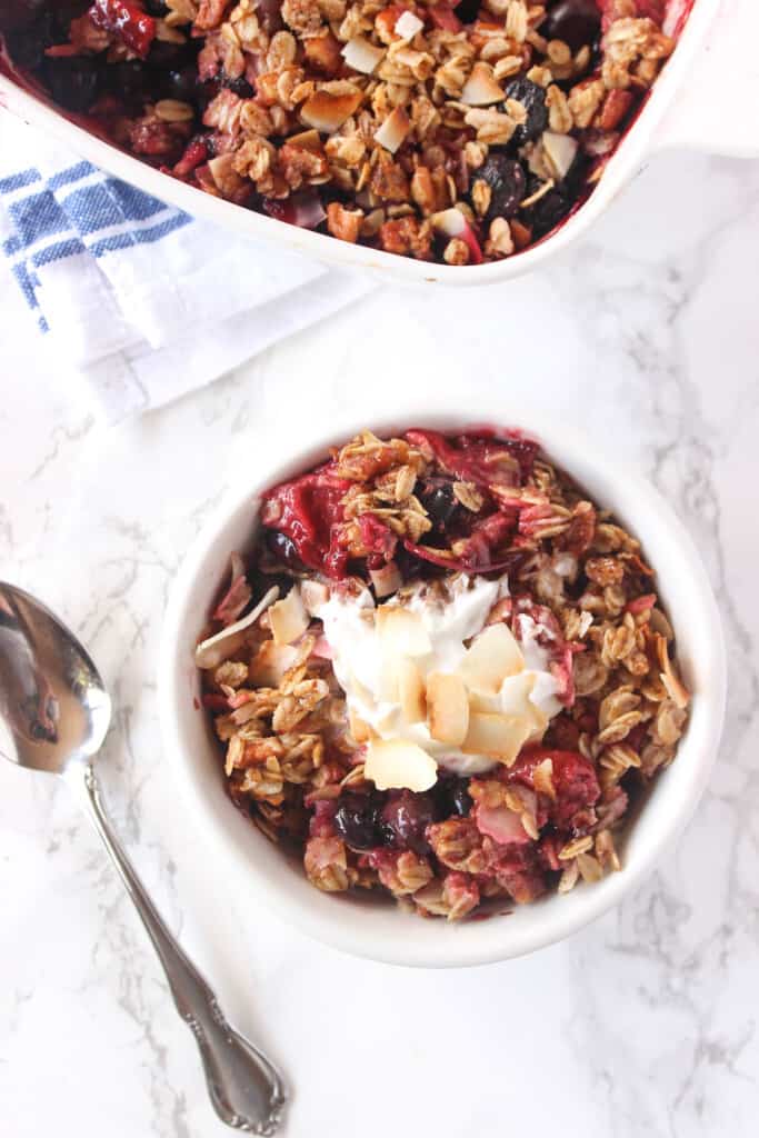 Healthy Mixed Berry Crisp with simple ingredients & you'd never know it's healthy!