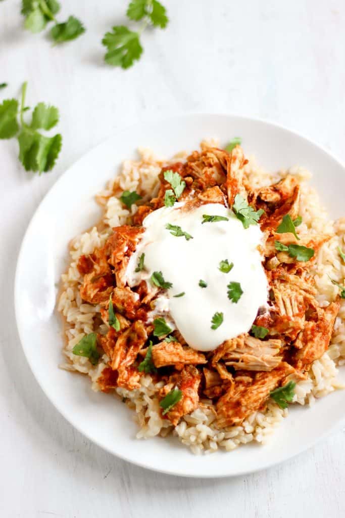 My family LOVED this easy shredded slow-cooker salsa chicken! // www.healthy-liv.com