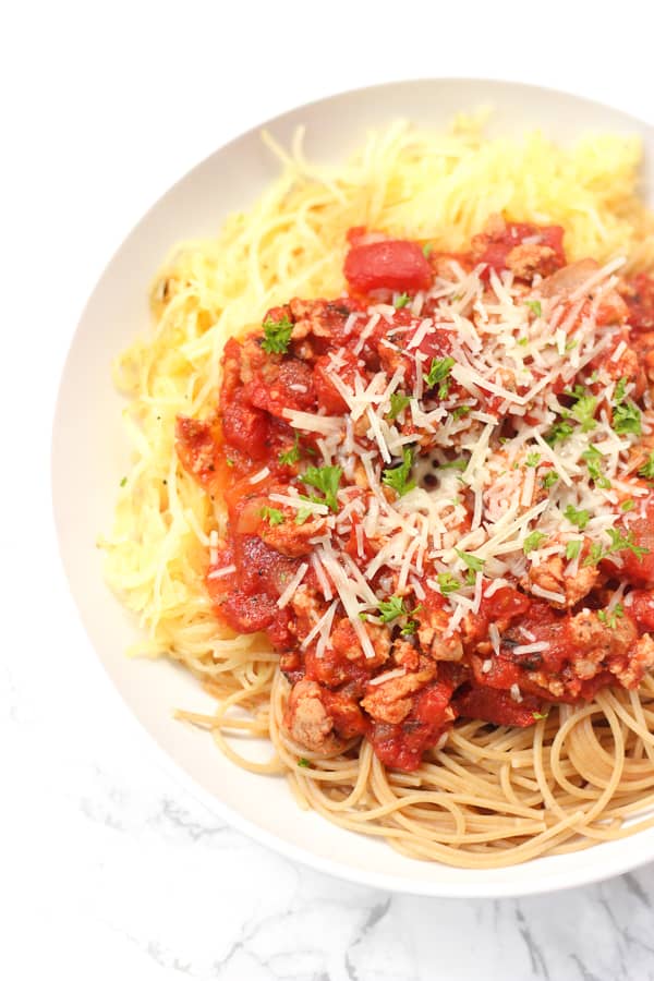 Spaghetti Squash Pasta Bowls: a giant, healthy bowl of pasta!