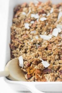 You'd never know this is healthy sweet potato casserole! And the crunchy oatmeal pecan topping is to die for.