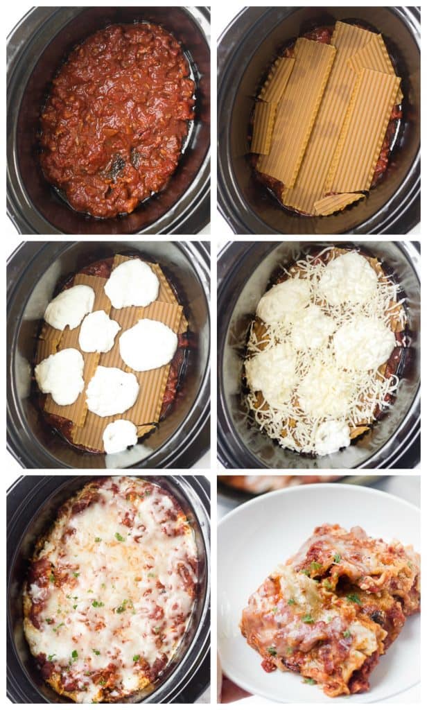 This healthy slow-cooker veggie lasagna only takes about 15 minutes to prep & then you'll come back to find layers of warm, cheesy noodles waiting for you!