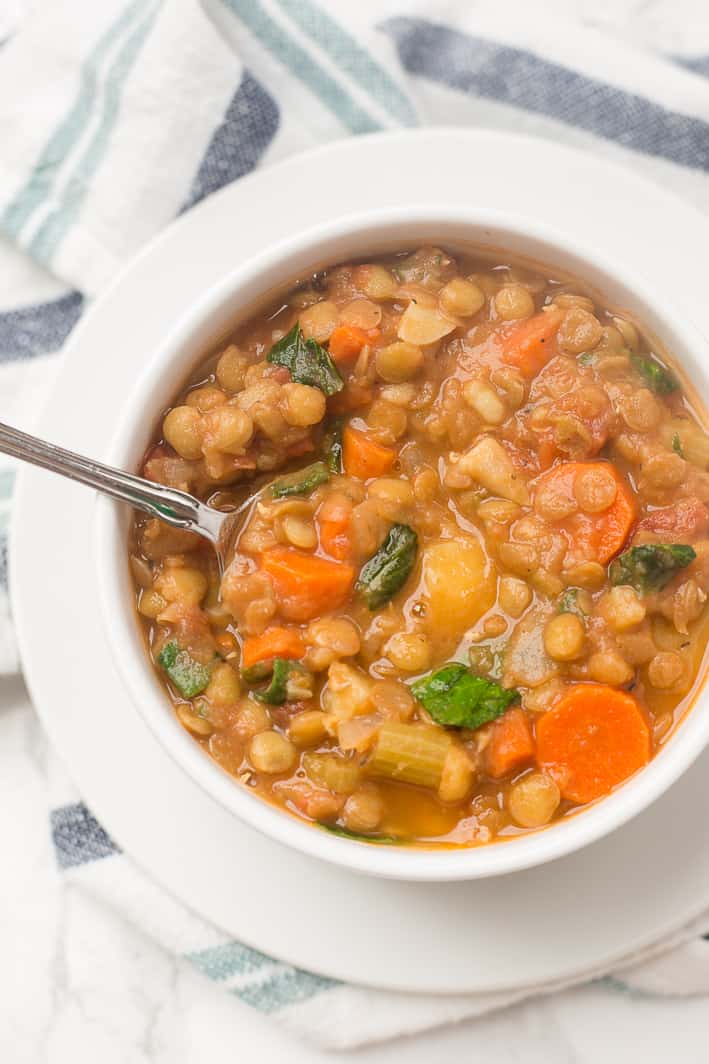 Comforting Vegan Lentil Soup for an easy dinner or lunch all week