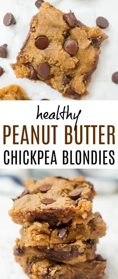 Healthy Peanut Butter Chickpea Blondies with Chocolate Chips