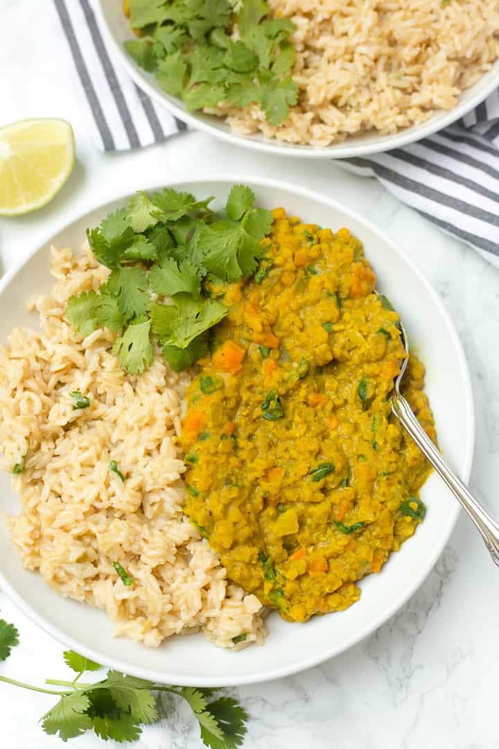 Easy Red Lentil Dal with Cilantro Lime Rice Healthy Liv