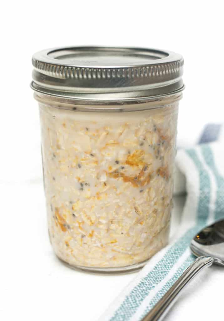 Peanut butter oatmeal in a jar
